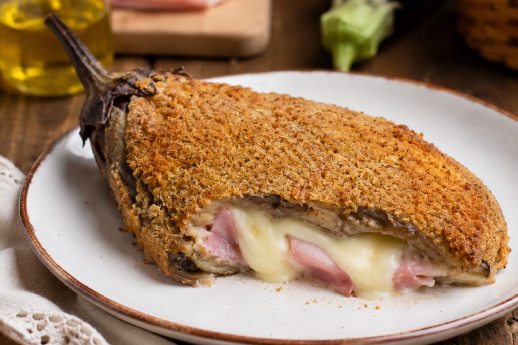 Cotoletta di melanzana ripiena in friggitrice ad aria