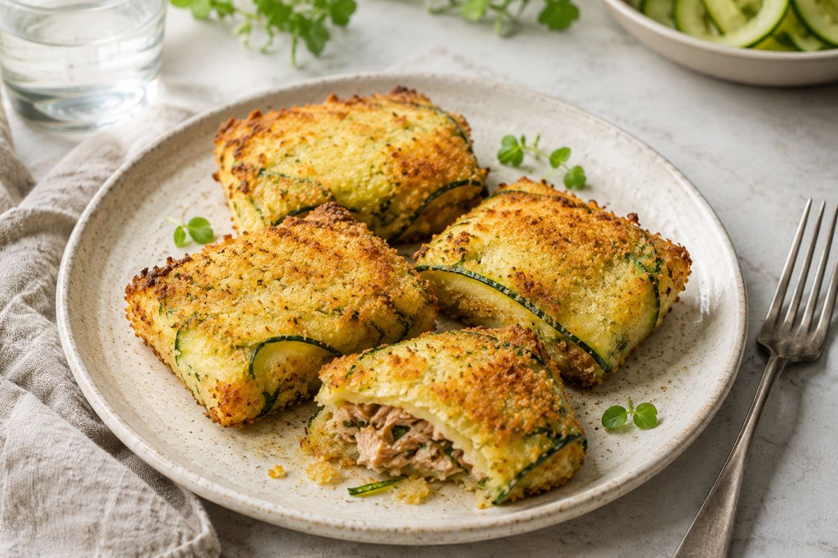 Con una sola zucchina e il tonno prepari un piatto sfizioso e low carb in friggitrice ad aria: fagottini ripieni