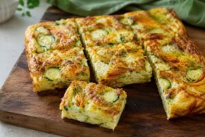 Frittata di zucchina e fiori di zucca in friggitrice ad aria