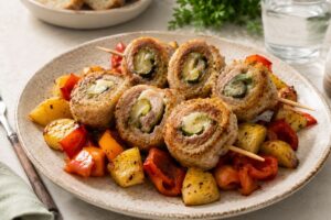 Girelle di lonza ripiene di zucchine in friggitrice ad aria