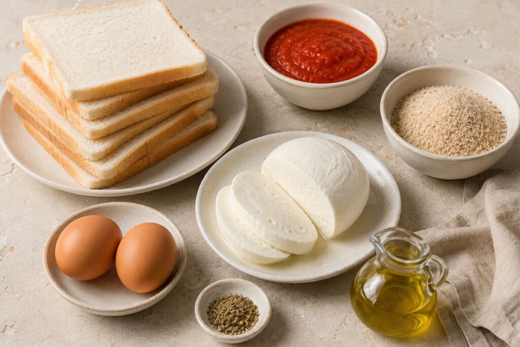 Mozzarelle in carrozza in friggitrice ad aria, ingredienti