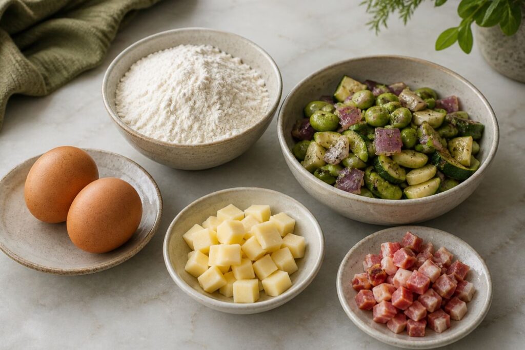 Muffin con fave e pecorino in friggitrice ad aria, ingredienti