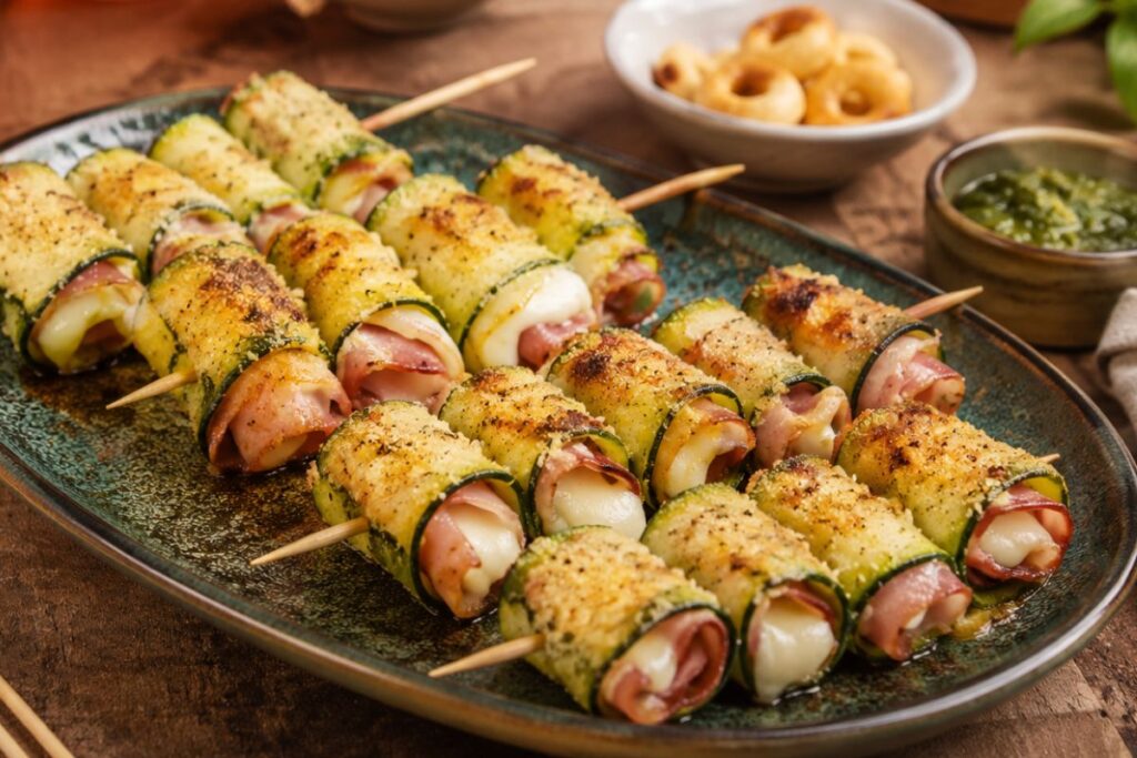 Spiedini di zucchine filanti in friggitrice ad aria