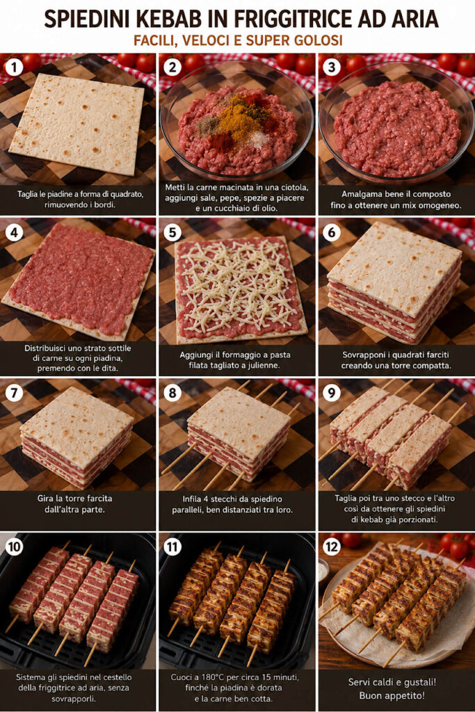 Spiedini kebab in friggitrice ad aria