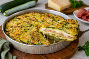 Tortino con zucchine, speck e scamorza in friggitrice ad aria