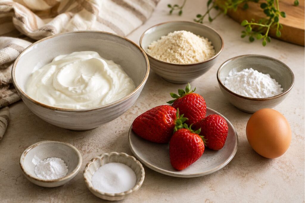Tortino fragole e kefir in friggitrice ad aria, ingredienti