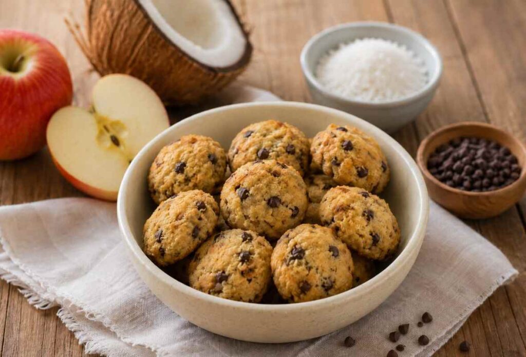 biscotti mela, cocco e gocce di cioccolato in friggitrice ad aria