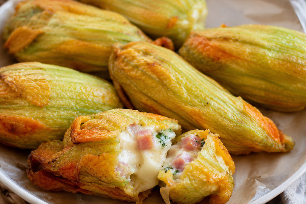 Fiori di zucca con ricotta in friggitrice ad aria