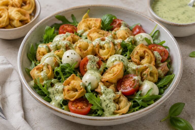 Cuoci i tortellini in friggitrice ad aria: l’ingrediente segreto di un’insalata con i fiocchi