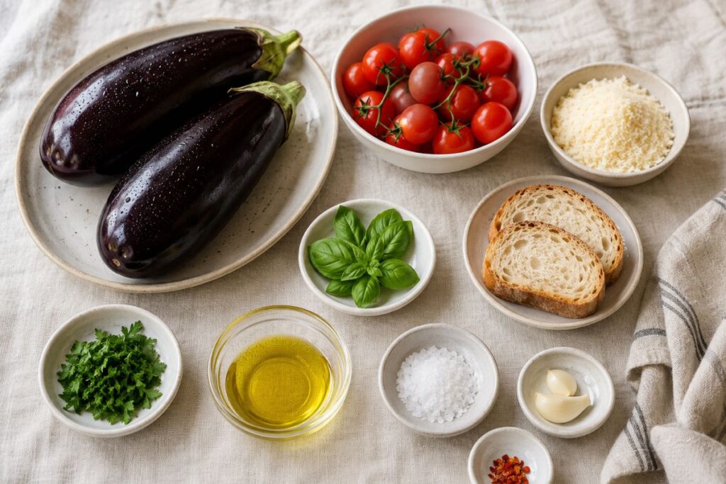 Melanzane gratinate in friggitrice ad aria, ingredienti