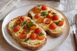 Pane con scamorza e pomodorini in friggitrice ad aria