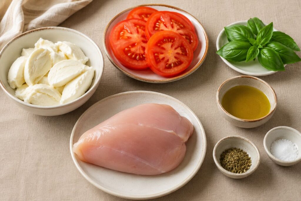 Pollo alla caprese in friggitrice ad aria, ingredienti