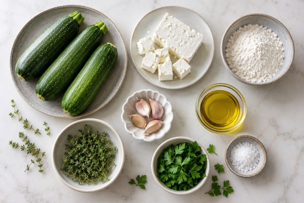 Polpette di zucchine e feta in friggitrice ad aria, ingredienti