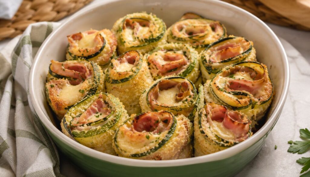 Roselline di zucchine con prosciutto e scamorza in friggitrice ad aria