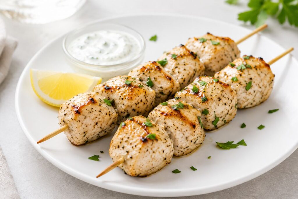 Spiedini di pollo allo yogurt in friggitrice ad aria