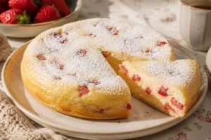 Torta magica ricotta e fragole in friggitrice ad aria