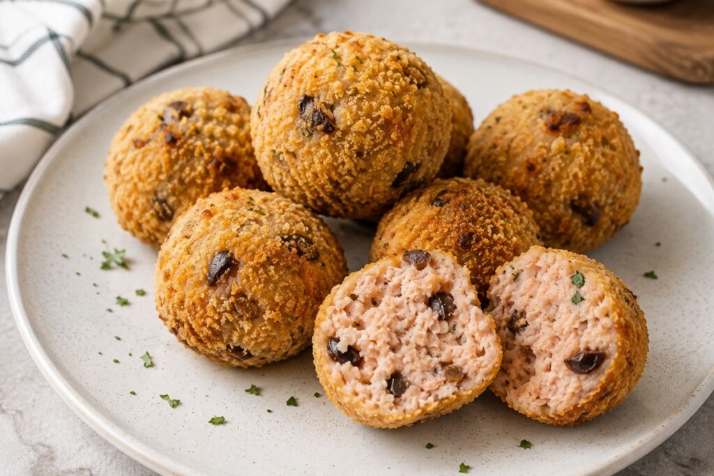 polpette salmone e olive in friggitrice ad aria