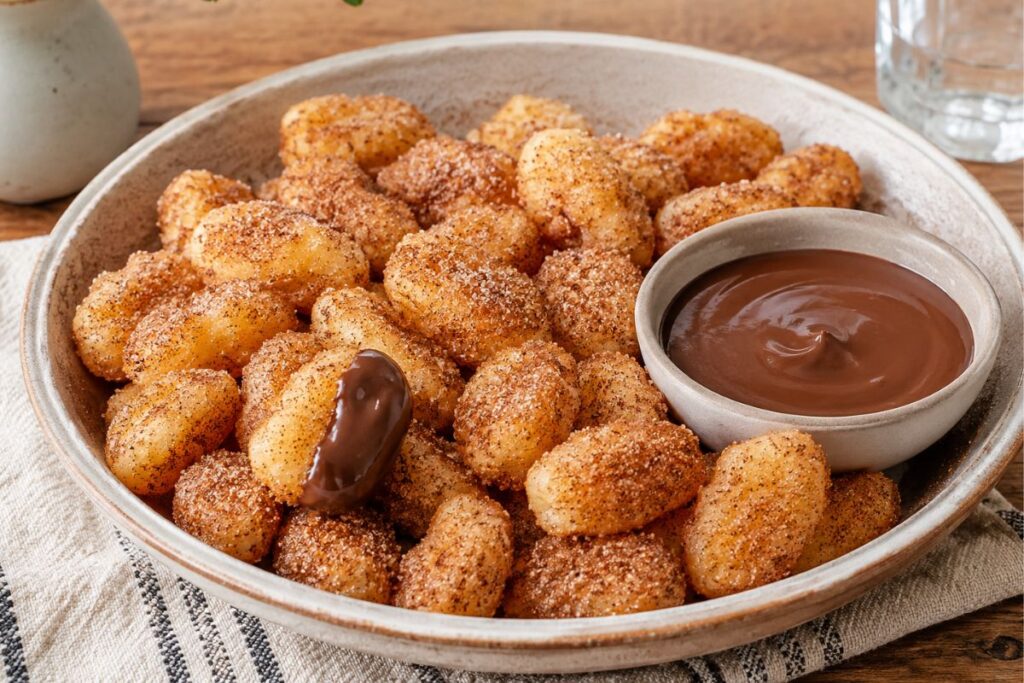 Finti churros con cioccolato fuso in friggitrice ad aria