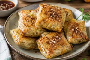 Involtini di riso con pollo e verdure in friggitrice ad aria
