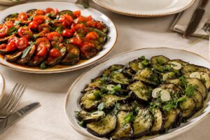 Melanzane in friggitrice ad aria con due condimenti