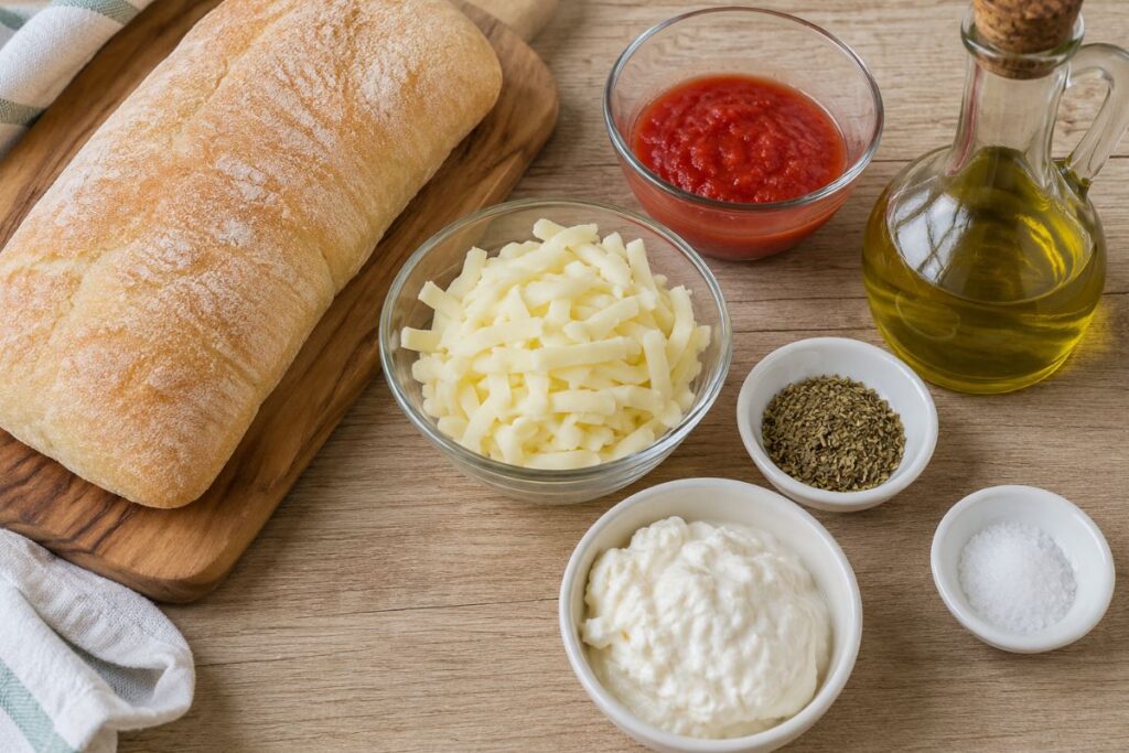 Panpizza di ciabatta in friggitrice ad aria, ingredienti