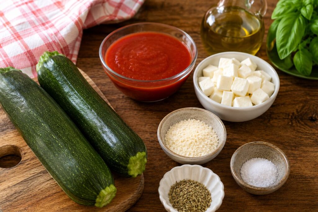 Pizzaiola di zucchine in friggitrice ad aria, ingredienti