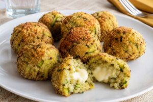 Polpette di quinoa e zucchine con cuore di stracchino in friggitrice ad aria