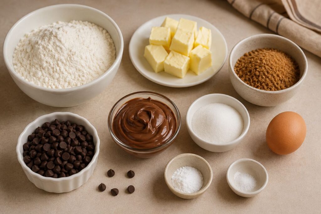 cookie cake ripiena di Nutella in friggitrice ad aria, ingredienti