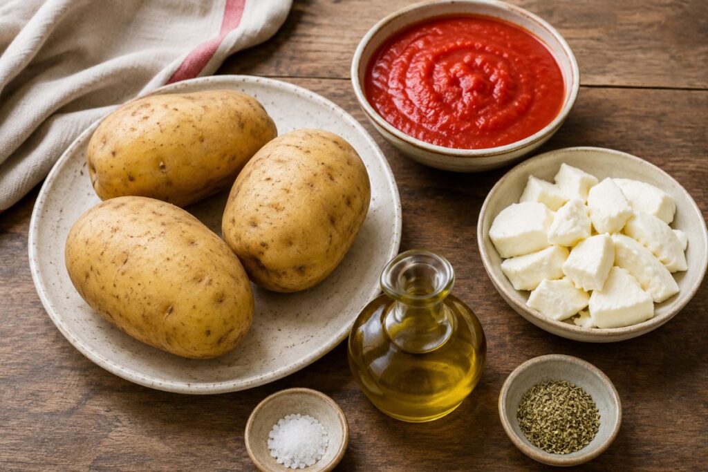 patate ripiene alla pizzaiola in friggitrice ad aria, ingredienti