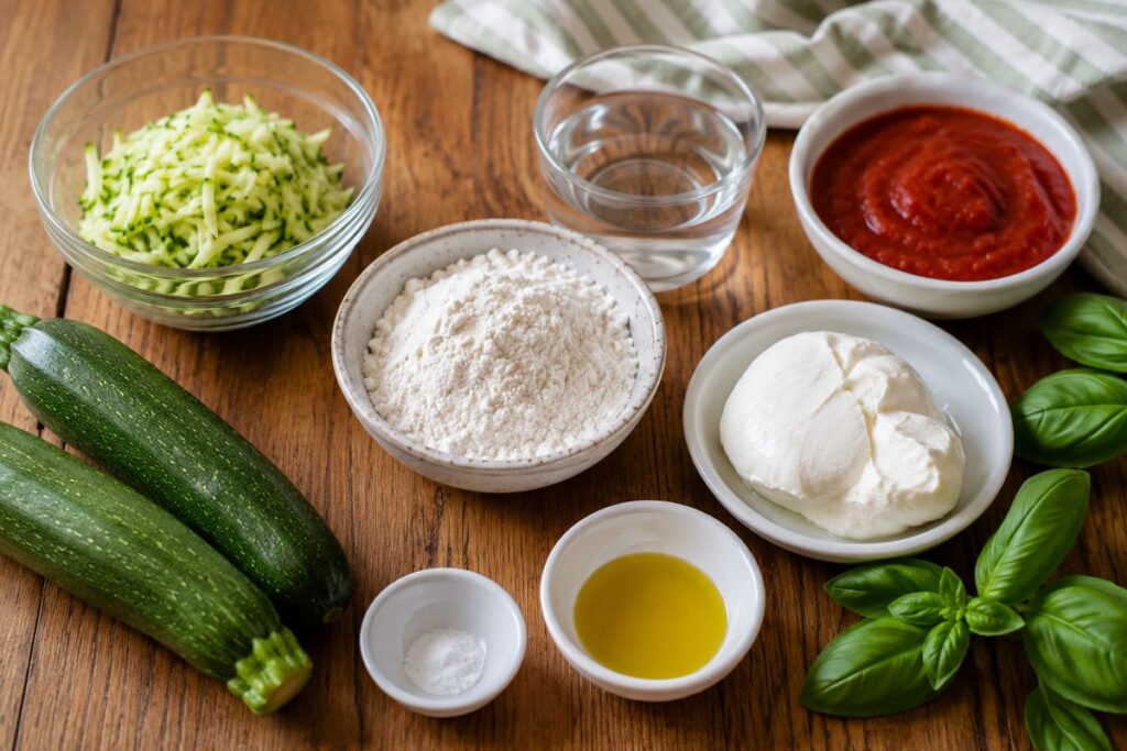 pizza di zucchine senza glutine in friggitrice ad aria, ingredienti