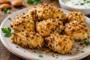 Bocconcini di pollo con panatura di mandorle in friggitrice ad aria