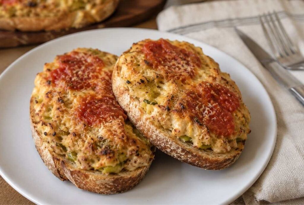 Crostoni proteici con pollo e porri in friggitrice ad aria