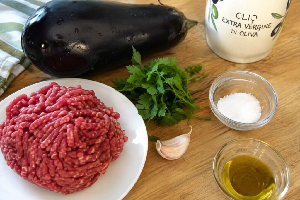 Involtini di melanzane e carne in friggitrice ad aria, ingredienti