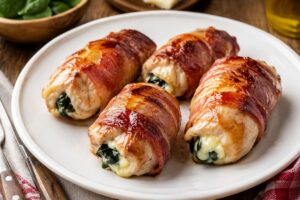 Involtini di pollo con speck, spinaci e formaggio