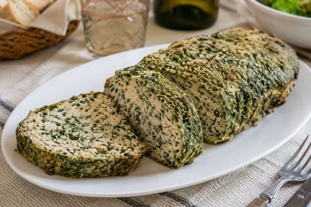 Polpettone di pollo e spinaci in friggitrice ad aria