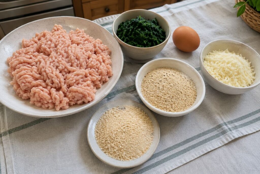 Polpettone di pollo e spinaci in friggitrice ad aria ingredienti Polpettone di pollo e spinaci in friggitrice ad aria, ingredienti