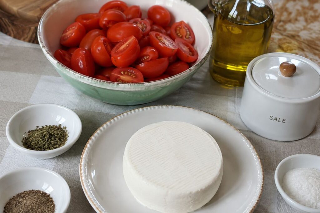 Primosale con pomodori conditi in friggitrice ad aria ingredienti Primosale con pomodori conditi in friggitrice ad aria, ingredienti