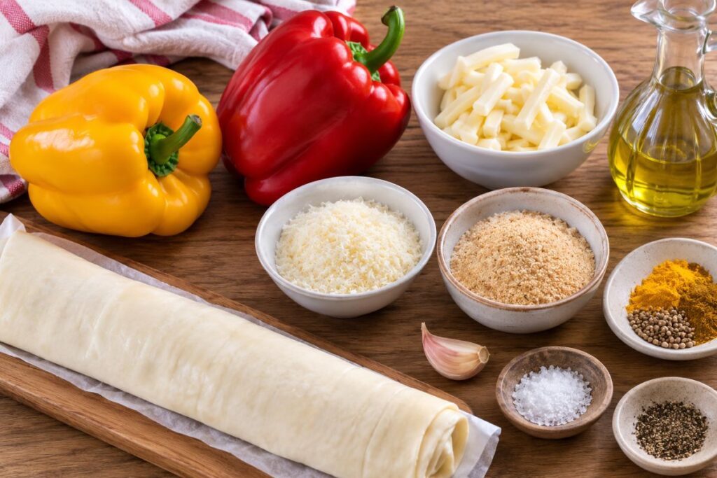 Torta salata ai peperoni speziati in friggitrice ad aria ingredienti Torta salata ai peperoni speziati in friggitrice ad aria, ingredienti