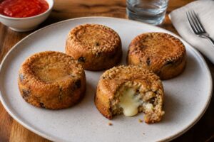 Tortini di melanzane con ricotta e cuore di scamorza in friggitrice ad aria