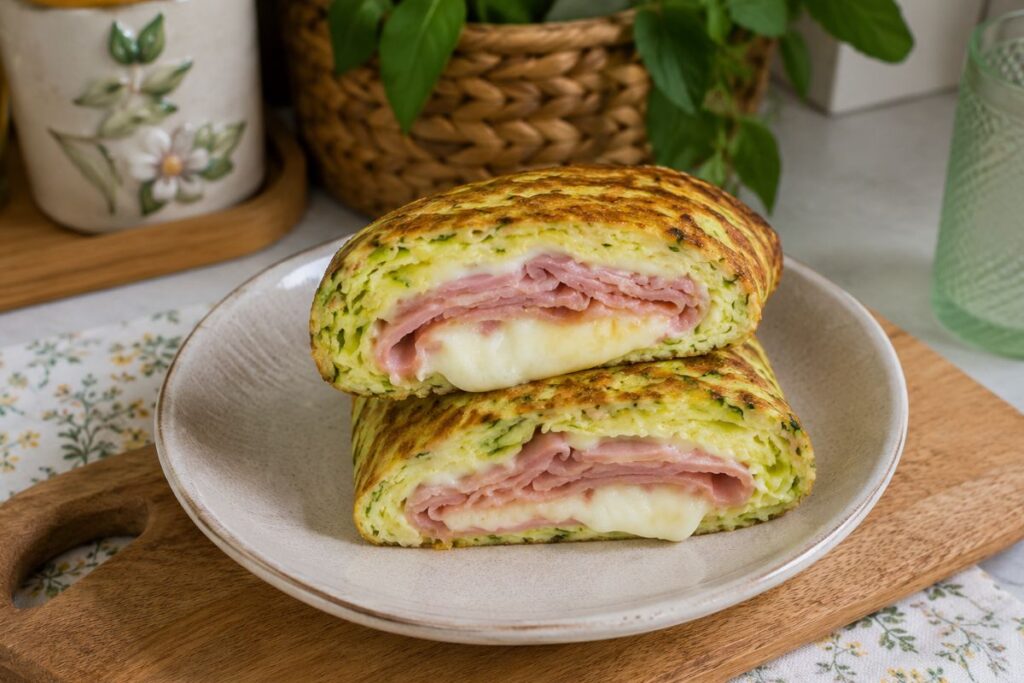 Wrap di zucchine con prosciutto e sottiletta light in friggitrice ad aria