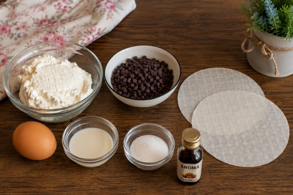 Cannoncini di carta di riso con ricotta in friggitrice ad aria in friggitrice ad aria Gli ingredienti