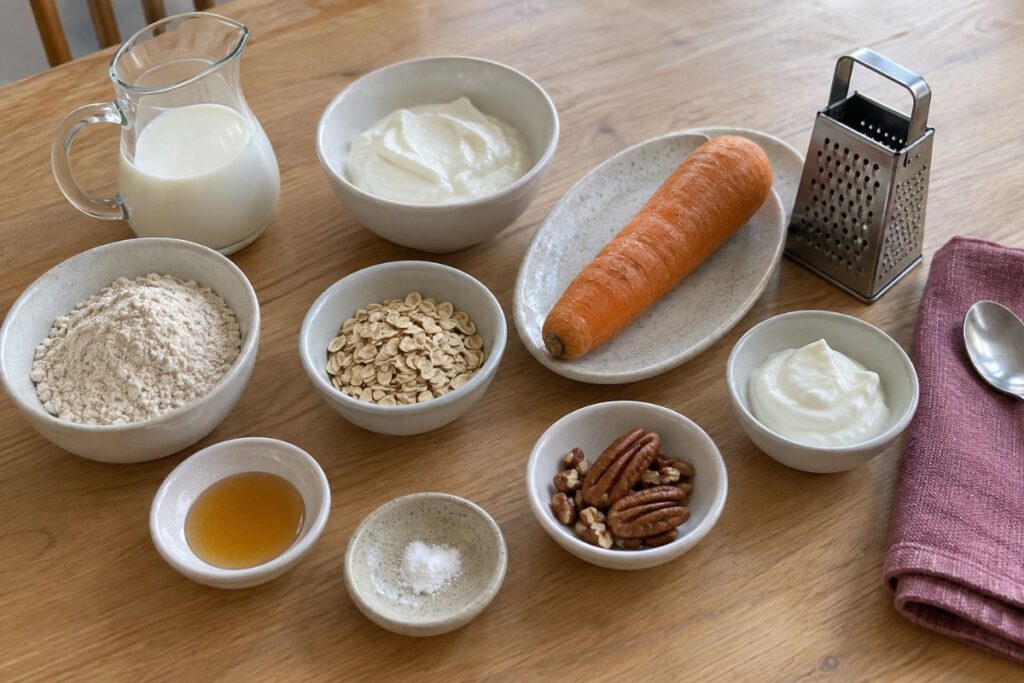Carrot cake proteica in friggitrice ad aria, ingredienti