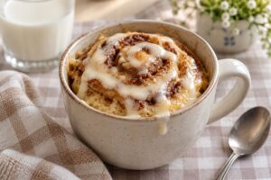 Cinnamon roll mug cake in friggitrice ad aria