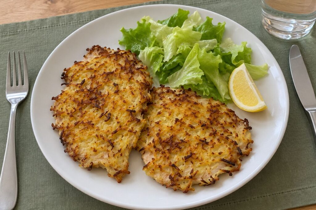 Cotoletta di tacchino in crosta di patate in friggitrice ad aria