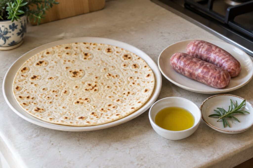 Piadina salsiccia e rosmarino in friggitrice ad aria, ingredienti