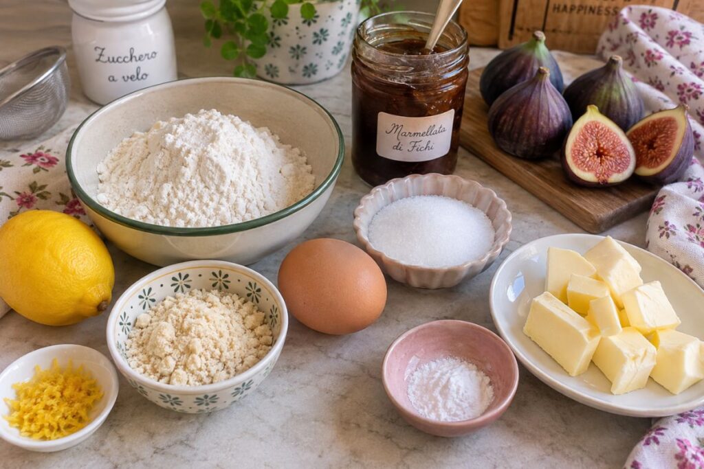 Sbriciolata con marmellata di fichi in friggitrice ad aria, ingredienti