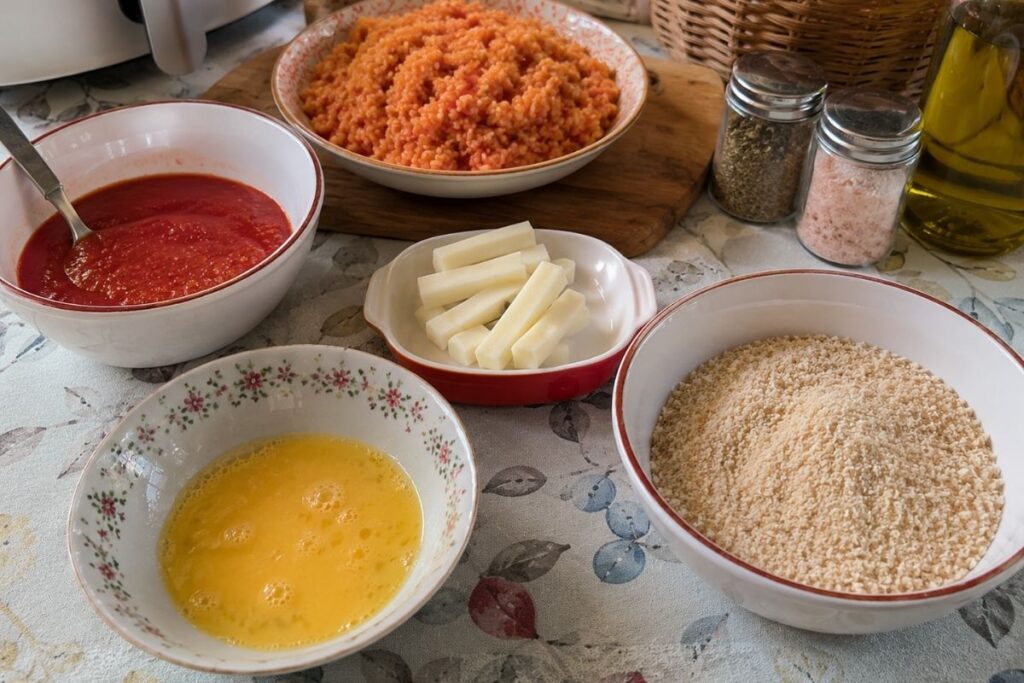 Suppli su stecco in friggitrice ad aria ingredienti Supplì su stecco in friggitrice ad aria, ingredienti
