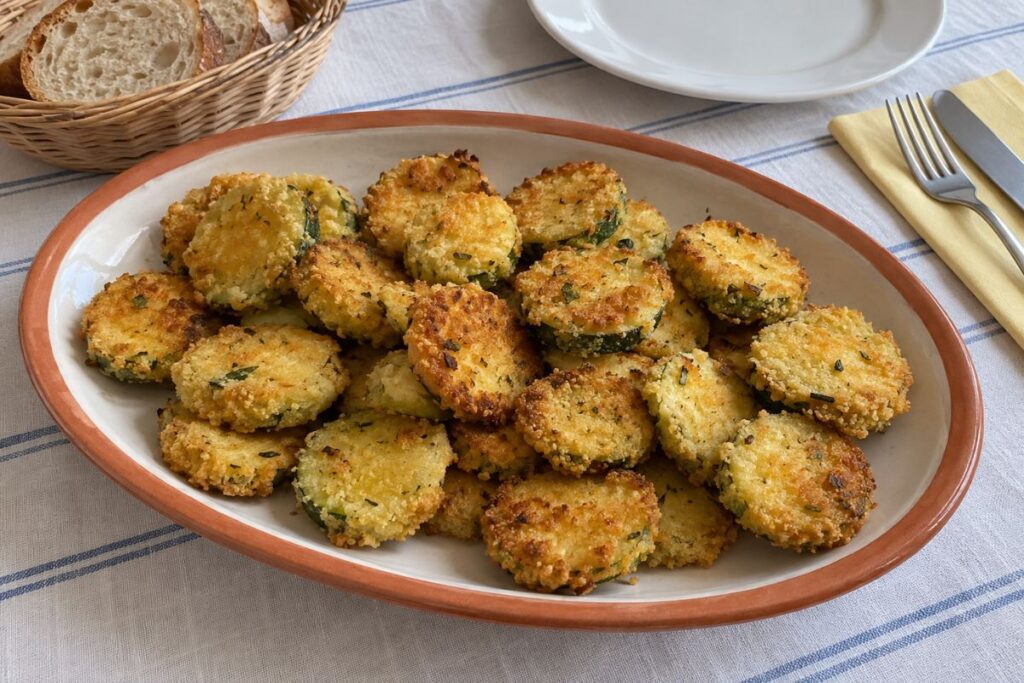 Zucchine croccanti senza uova in friggitrice ad aria