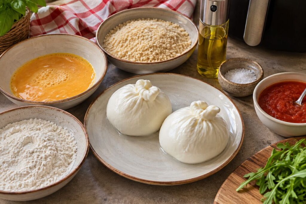 Burrate panate in friggitrice ad aria, ingredienti