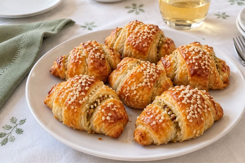 Cornetti salati mortadella e pesto di pistacchio in friggitrice ad aria